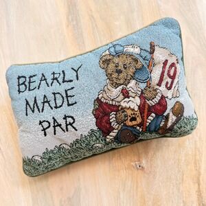 VTG Boyd's bears Tapestry Throw Pillow Golf Teddy Bear Bearly Made Par cottage
